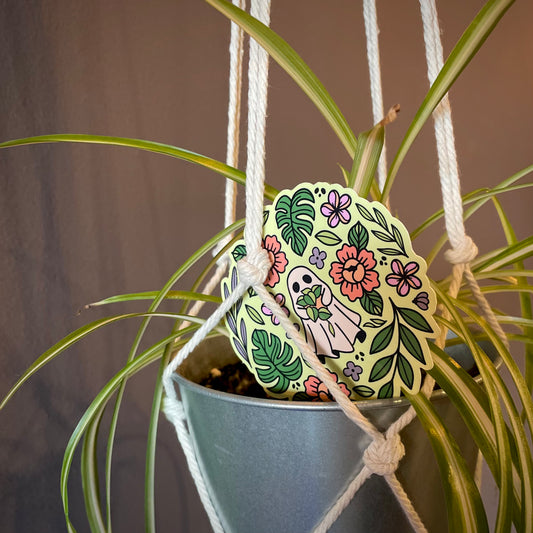 4 in Vinyl Sticker - Ghost, Houseplant, Flowers, and Monstera